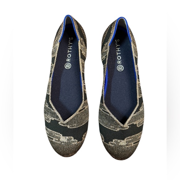 Rothy’s The Flat In Black and Gold Shimmery Marble Design Size 11.5 - Picture 2 of 9